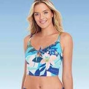 NWT Beach Betty Women's Slimming Control Keyhole Front Crop Bikini Top - XL